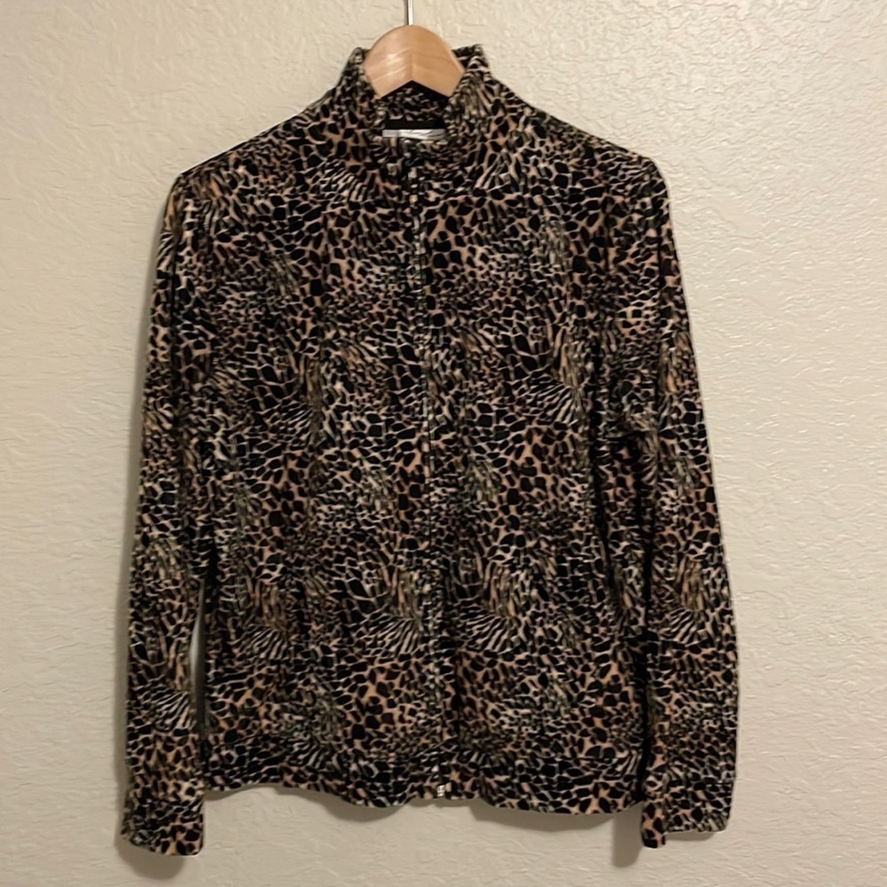 Kim Rogers Women’s Leopard Print Full Zipper Jacket Size M